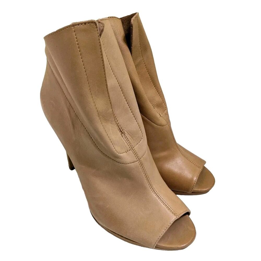 Vince Camuto Leather Rora Peep-Toe Booties Heel Shoes sz Size 9 READ**darker